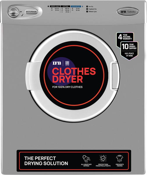 IFB 5.5 Kg with 99.9% Dry Clothes Dryer with In-built Heater Silver