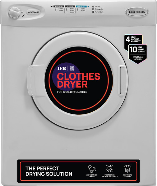 IFB 5.5 kg with 99.9% Dry Clothes Dryer with In-built Heater White