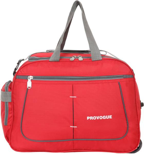 PROVOGUE (Expandable) 70 L Strolley duffel bags Travel Luggage Duffel Bag Large Capacity(Red grey) Duffel With Wheels (Strolley)
