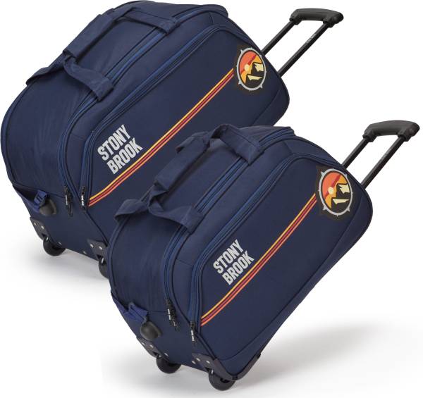 Stony Brook by Nasher Miles Sunset Polyester Set of 2 Navy Blue Wheel Duffle Bags for Travel(52&62cm) Duffel With Wheels (Strolley)