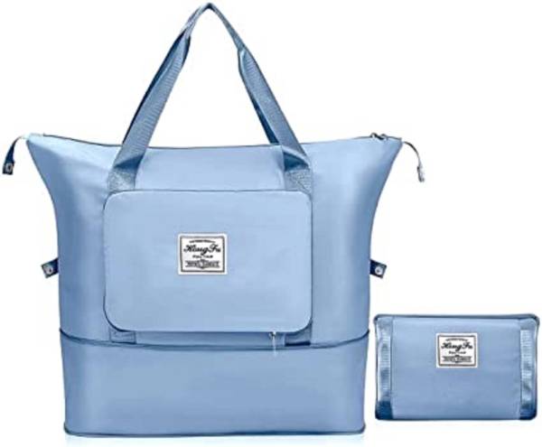 International Trads Blue Travel Duffle Bag 40cm Capacity Folding Lightweight Waterproof Carry Bag Duffel Without Wheels