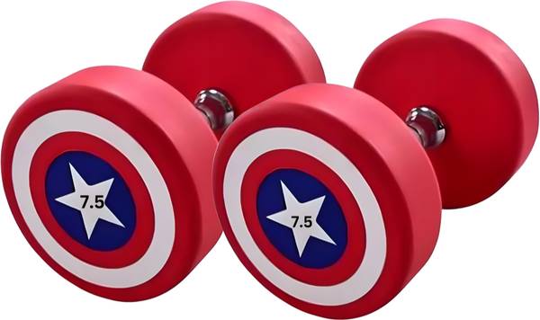 Headly CAPTAIN AMERICA DUMBBELL RED (7.5 kg X 2) 15 kg Set, Fitness Heavy Duty Solid Fixed Weight Dumbbell