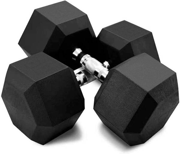 FITRXX Professional HEX Shape Premium Quality Rubber Fixed Weight Dumbbell(30kg*2=60kg) Fixed Weight Dumbbell