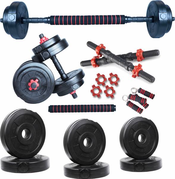 Gym Insane Home gym set 12kg PVC Weight Plates Extension barbell rod workout gym combo Adjustable Dumbbell