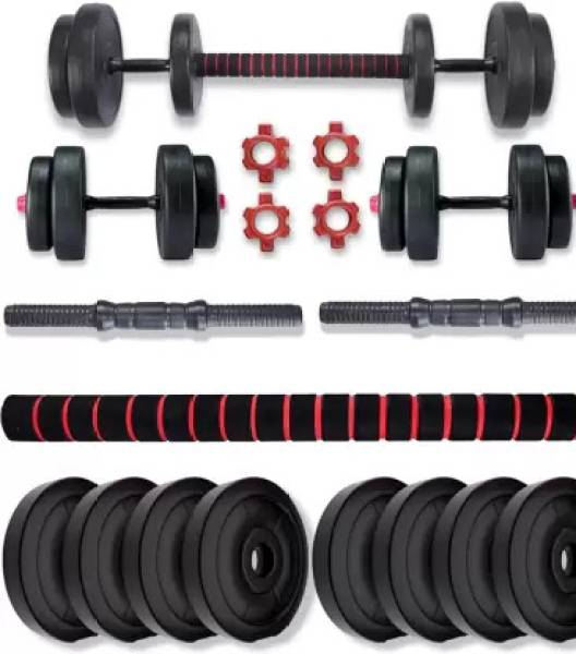 FASTERO FITNESS 10KG 3 in 1 Convertible Dumbbells & Barbell Home Gym Set Kit For Home Workout Adjustable Dumbbell