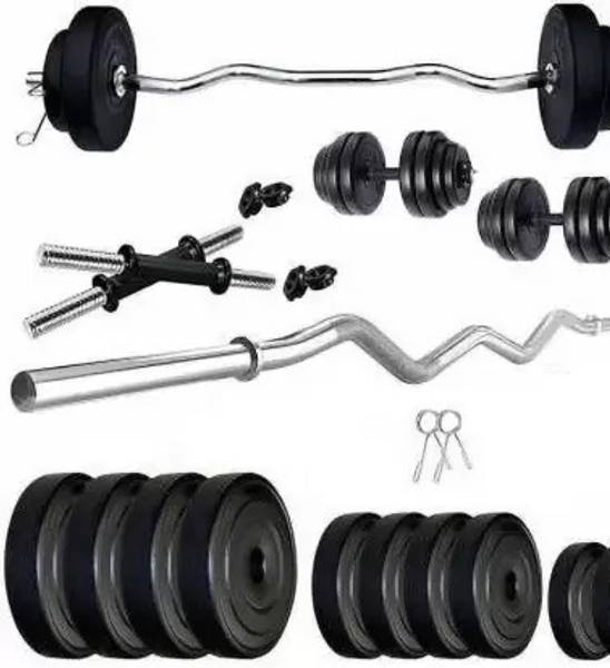 FASTERO FITNESS 30 kg Pvc weight 3Ft Curl Rod Home Gym Combo Adjustable Dumbbell