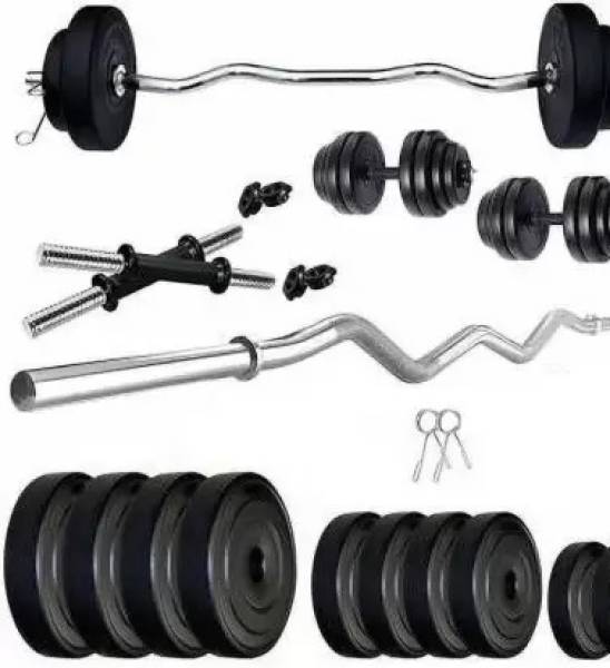 FASTERO FITNESS 32 kg Pvc weight 3Ft Curl Rod Home Gym Combo Adjustable Dumbbell