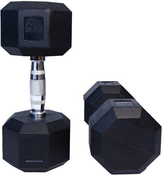 FITRXX Professional HEX Shape Premium Quality Rubber Fixed Weight Dumbbell17.5kg*2=35kg Fixed Weight Dumbbell