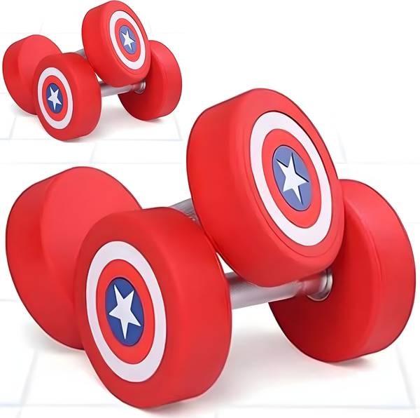 FITRXX Captain America Dumbbells (5 kg X 2) 10 kg Set, Fitness Heavy Duty Solid Fixed Weight Dumbbell