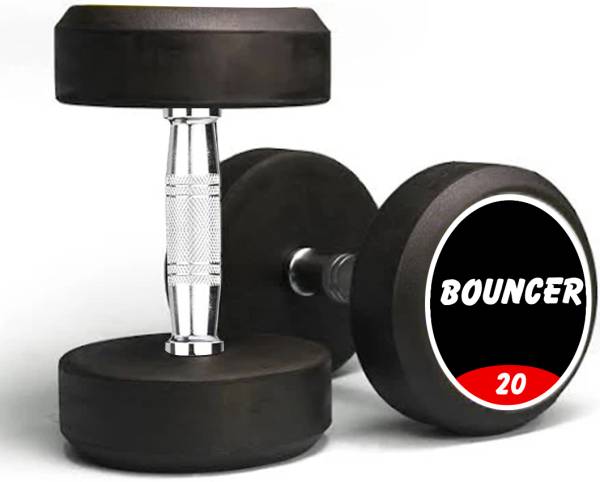 FITRXX Pair of 20 Kg Rubber Coated Bouncer Dumbbells Panni hulk series Fixed Weight Dumbbell