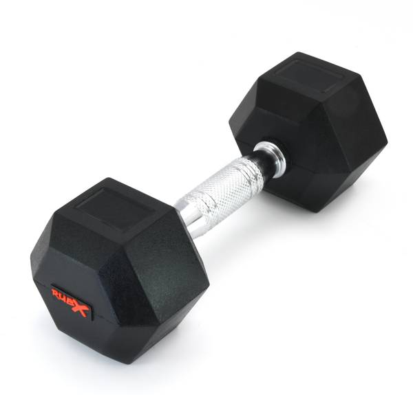 RUBX Rubber Encased Solid Hex Dumbbell Single Piece (10 KG SINGLE PIECE) Fixed Weight Dumbbell