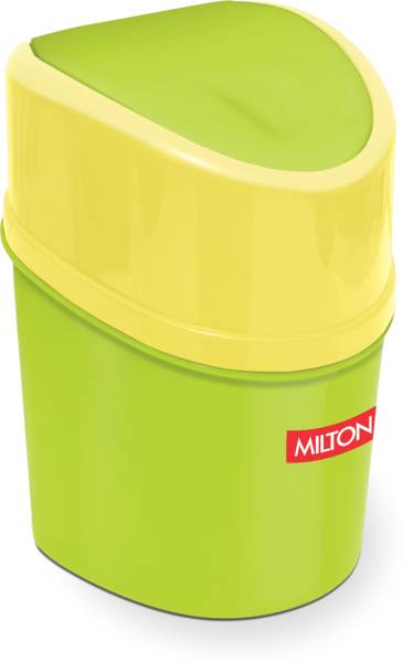 MILTON Elite Waste Dustbin with Flap Lid Desktop Trash Can Topbin, Green, Pack of 1 Plastic Dustbin