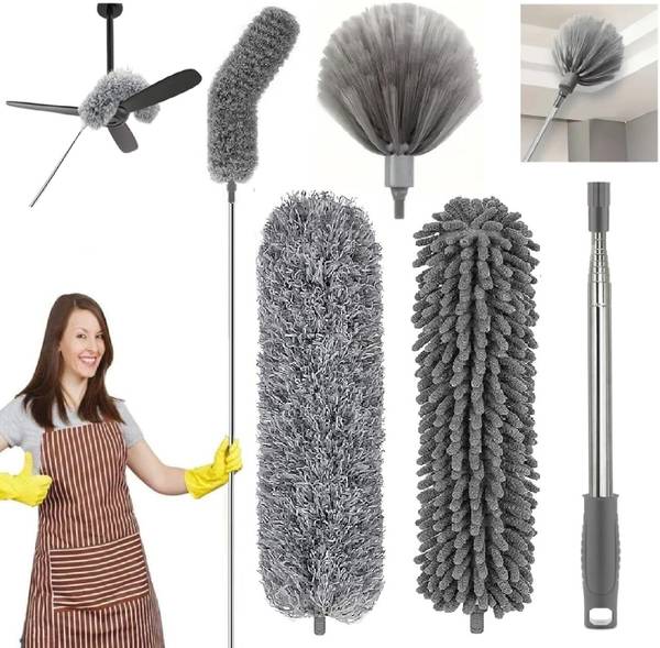 ATERO Ceiling Cleaning Fan Duster Extendable Long rod & Bendable Duster for High Wet and Dry Duster Set