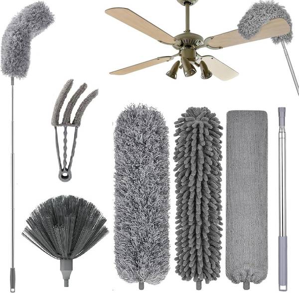 ATERO Ceiling Cleaning Fan Duster Extendable Long rod & Bendable Duster for High Wet and Dry Duster Set