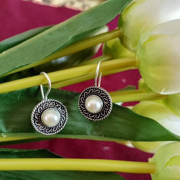 JIVA Drop pearl 07 Garnet German Silver, Brass Drops & Danglers