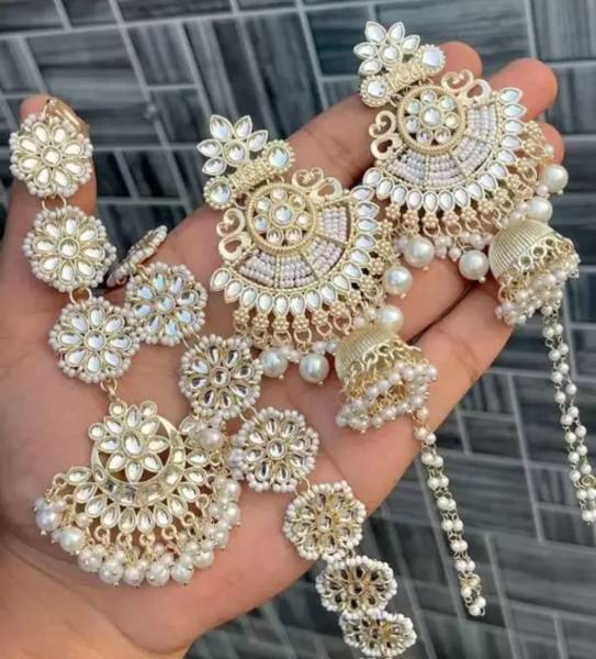 sonaleshvar New Stylish Earring Set+Maangtika And Mathapatti For Women And Girls. Alloy Stud Earring