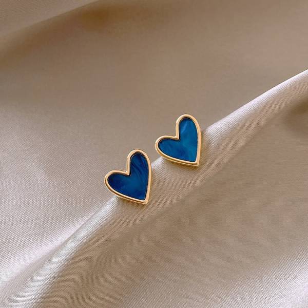 BlueShine Korean Small Blue Heart Earring for Women Girls western Trendy Party Wear Latest Alloy Stud Earring