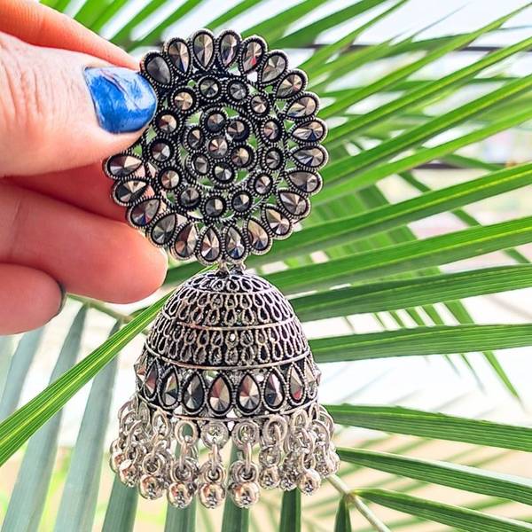 Desi Jhumka DESIJHUMKA OXIDISED SILVER EARRINGS,JHUMKA (1 PAIR),Festiv, Function,Wedding Aluminum Jhumki Earring, Earring Set