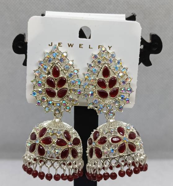 VRITI IMTATION White Gold Diamond, Beads Alloy Jhumki Earring