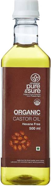 Pure&sure Organic Castor Oil | No Pasticides , No Chemicals | 500ml (Pack of 1) Castor Oil PET Bottle