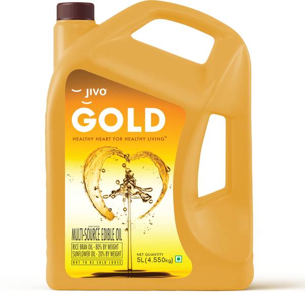 JIVO Gold Refined Oil Blend of Rice Bran oil & Sunflower Blended Oil Can