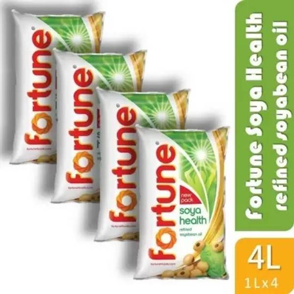 FORTUNE Soyabean Refined 4L Soyabean Oil Pouch