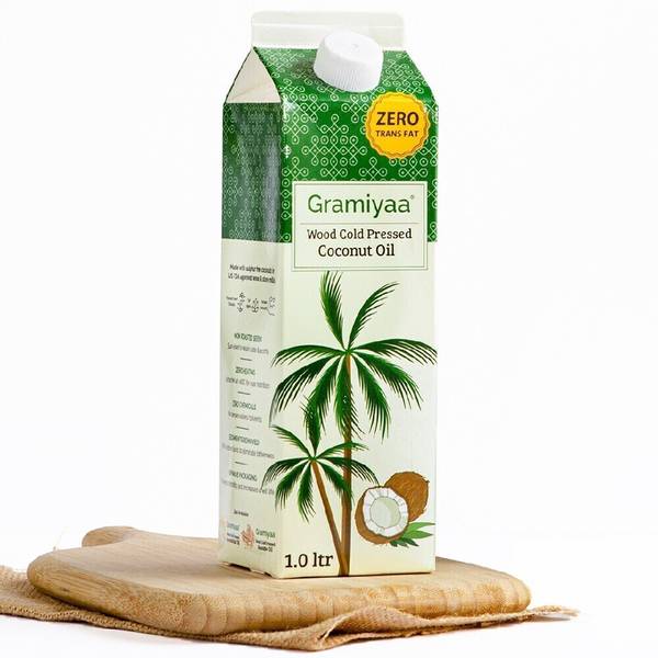 Gramiyaa Wood Cold Pressed Coconut Oil - 1Ltr - Marachekku Oil / Kachi Ghani Oil Coconut Oil Tetrapack