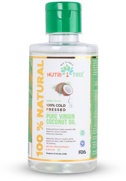 NUTRITREE 100% Natural Pure Virgin Coconut Oil, 100% Cold Pressed Coconut Oil PET Bottle