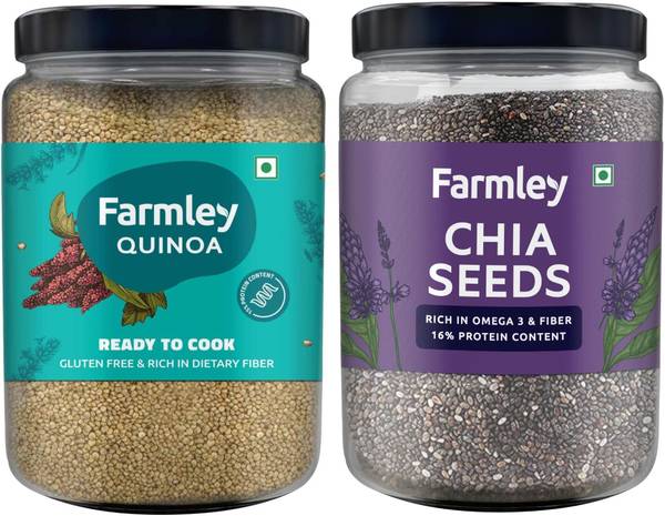 Farmley Natural Quinoa & Chia Seeds Combo(2x1 kg)|Gluten Free|High Fibre & Protein Rich Quinoa Seeds, Chia Seeds
