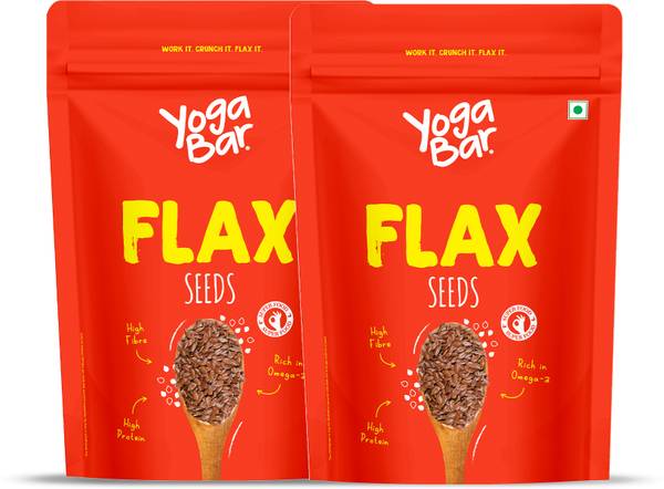 Yogabar Flax Seeds 500g - Non-GM | Rich in Fibre and Omega-3 Brown Flax Seeds