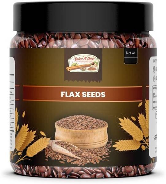 spice n dice Flax Seeds for Hair Growth | Rich in Protein, Iron & Fibre | Raw & Natural Brown Flax Seeds