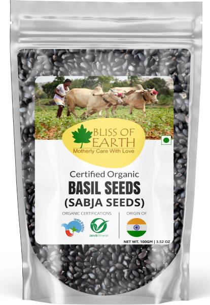 Bliss of Earth Basil Seeds, Sabja Seeds, Tukmaria Seeds, Fibre & Omega-3 Rich for weight loss Basil Seeds