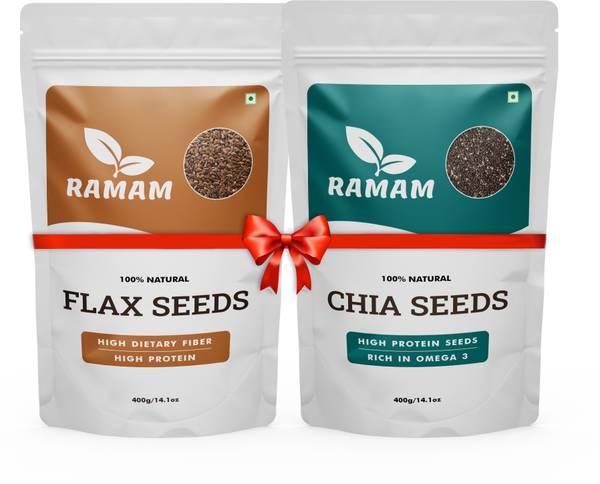 Ramam Chia seeds & Flax seeds Combo | Helps in Weight Management & Hair Growth | Chia Seeds, Brown Flax Seeds