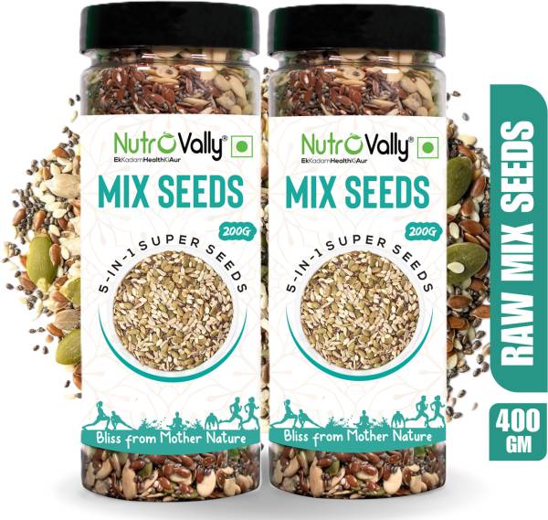 NutroVally - 5 in 1 Mix Seeds for Weight Loss | Nutrients Rich Premium Diet Seeds | Chia Seeds, Brown Flax Seeds, Pumpkin Seeds, Sunflower Seeds, Wate...