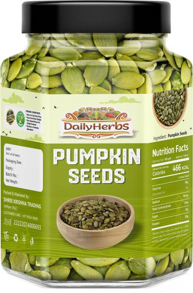DAILYHERBS Raw Pumpkin Seeds For Eating | AAA Grade Jumbo High in Protein, Healthy Pumpkin Seeds