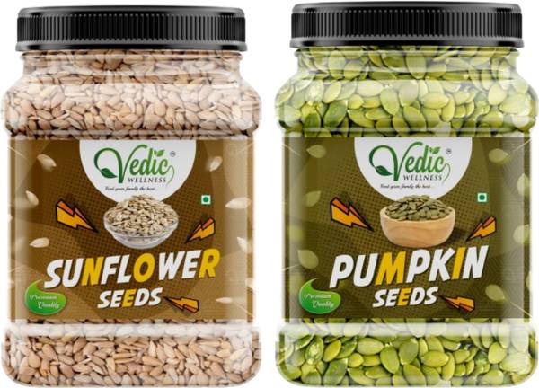 vedic Wellness Raw Pumpkin Seeds & Sunflower Seeds Combo pack for eating (2 x 500g) Pumpkin Seeds, Sunflower Seeds