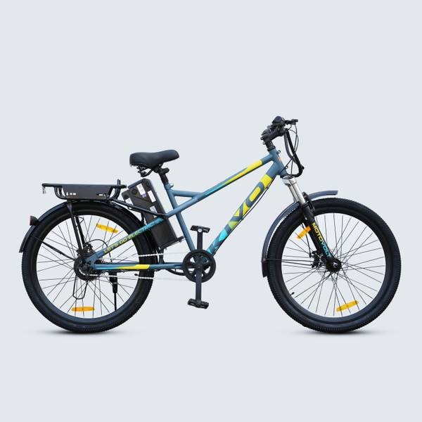 Motovolt KIVO Lite Grey Electric Bicycle with Extended Carrier 26 inches Single Speed Lithium-ion (Li-ion) Electric Cycle