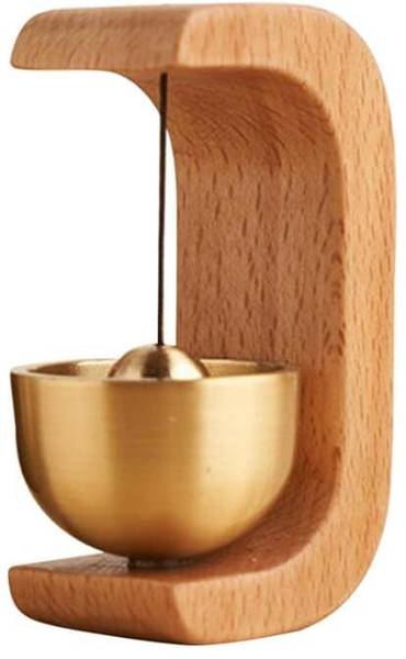 RoyalEmperor Minimalist Wooden & Brass Wind Chime Door Bell for Home Decor Wireless Door Chime