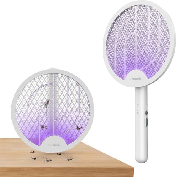 UN1QUE Foldable Swivel Mosquito Racket, 3 in 1 Mosquito Bat with UV Light,Hangable Electric Insect Killer Indoor, Outdoor