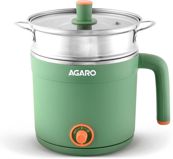 AGARO Regency Multi Cook Kettle With Steamer, 1.2L, Double Layered Body, Variable Temp Multi Cooker Electric Kettle