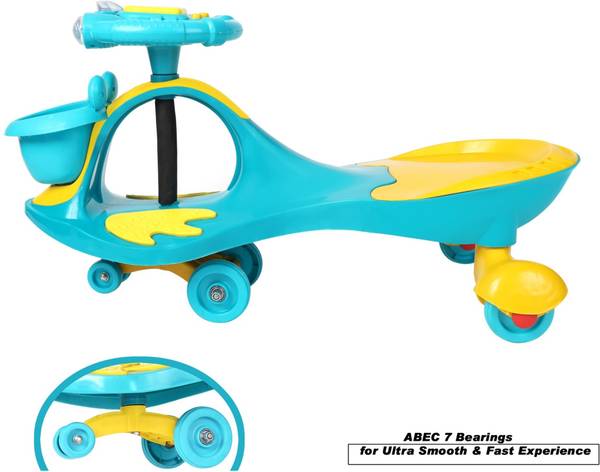 baby tone TWISTER SWING CAR WITH LIGHT & MUSIC FOR 2 TO 5 YR KIDS (BLUE, Silver) Car Battery Operated Ride On