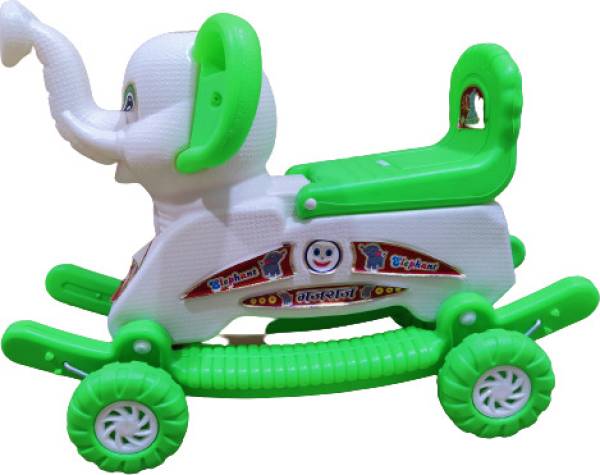 Smiley Bell OH BABY' by flipkart kids PLASTIC ELEPHANT WITH ROCKING FUNCTION,AMAZING COLOR Car Non Battery Operated Ride On