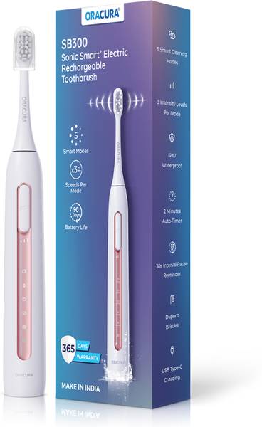 ORACURA SB300 Sonic Smart Electric Rechargeable Toothbrush | 36,000 strokes/min Electric Toothbrush