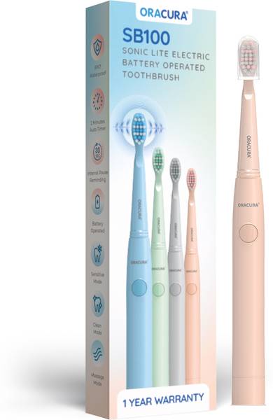 ORACURA SB100 Sonic Lite Electric Battery Operated Toothbrush With 36,000 Strokes/minute Electric Toothbrush