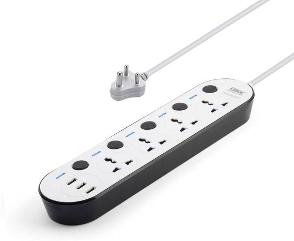 GKK PW-04 4 Way Extension Board, 2500W Power Strip with 3 USB Fast Charging Ports, Power Plug
