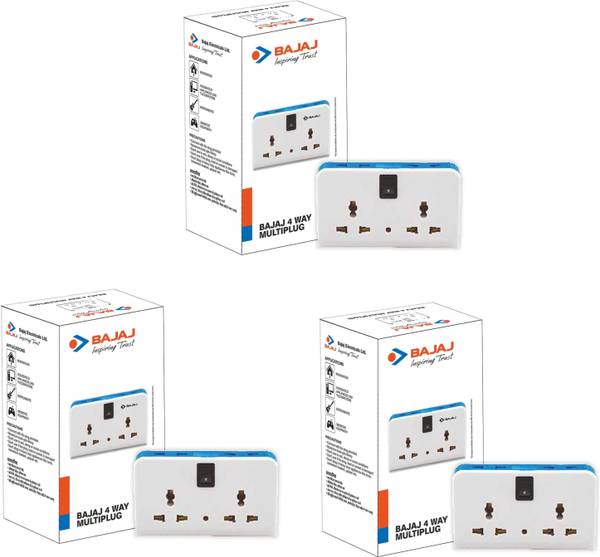 BAJAJ 4 WAY MULTY PLUG 6A PACK OK-03 Three Pin Plug