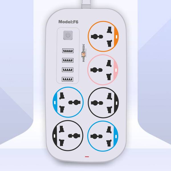 Daily Needs Shop Extension Cords/Boards with 4 USB port With 6 Socket for Multiple Devices 6 Socket Extension Boards