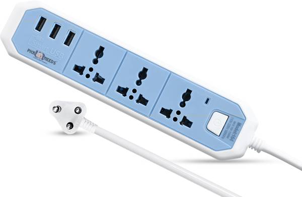 Pick Ur Needs Extension Cord/Board/Power Strip For Electronic Devices With 3 USB Port & 3 Socket Extension Boards