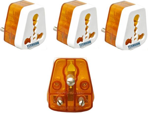 Techson 3 Pin MultI Plug Socket,6A /16A Converter plug,Universal Travel Adaptor Pack-3 , 16 A Three Pin Socket