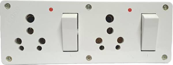 CONA Deluxe Universal 16A Dual Switch Socket Box with Indicator 16 A Five Pin Socket